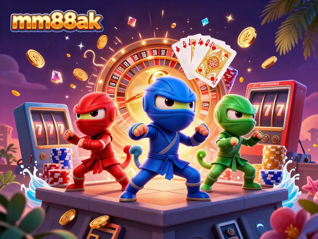 Engage with thrilling gaming action at mm88ak featuring colorful characters in an exciting casino setting.