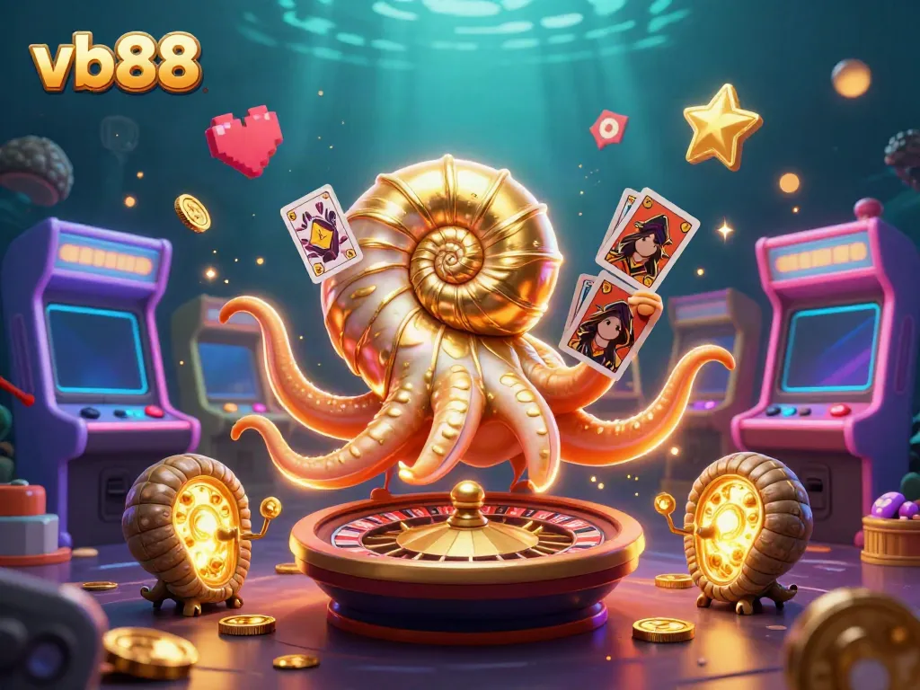 Spin the roulette wheel with the vibrant gambling scene featuring vb88, showcasing dynamic game elements and glowing characters.