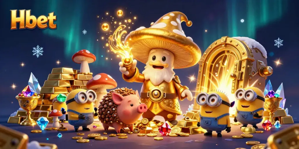 Hbet brings magic to the casino realm with gold treasures and enchanting characters in a lively 3D scene.
