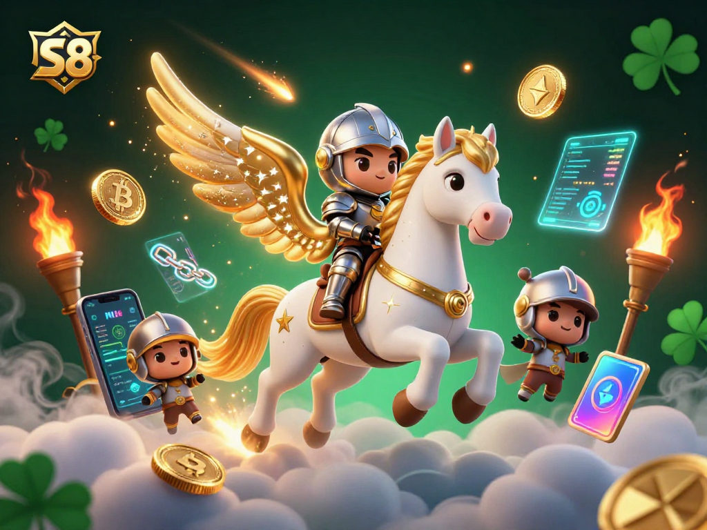 S8 players experience thrilling wins with game symbols and celestial elements in a vibrant casino world
