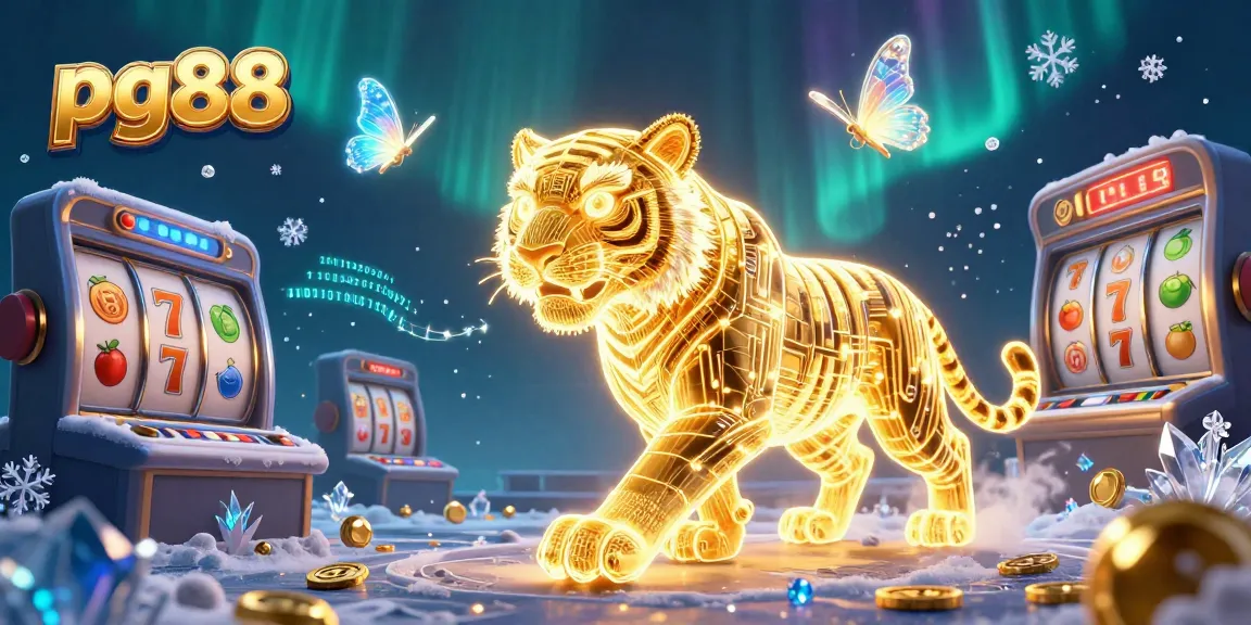 Spin to win at pg88 with a vibrant digital casino scene featuring a neon golden tiger.