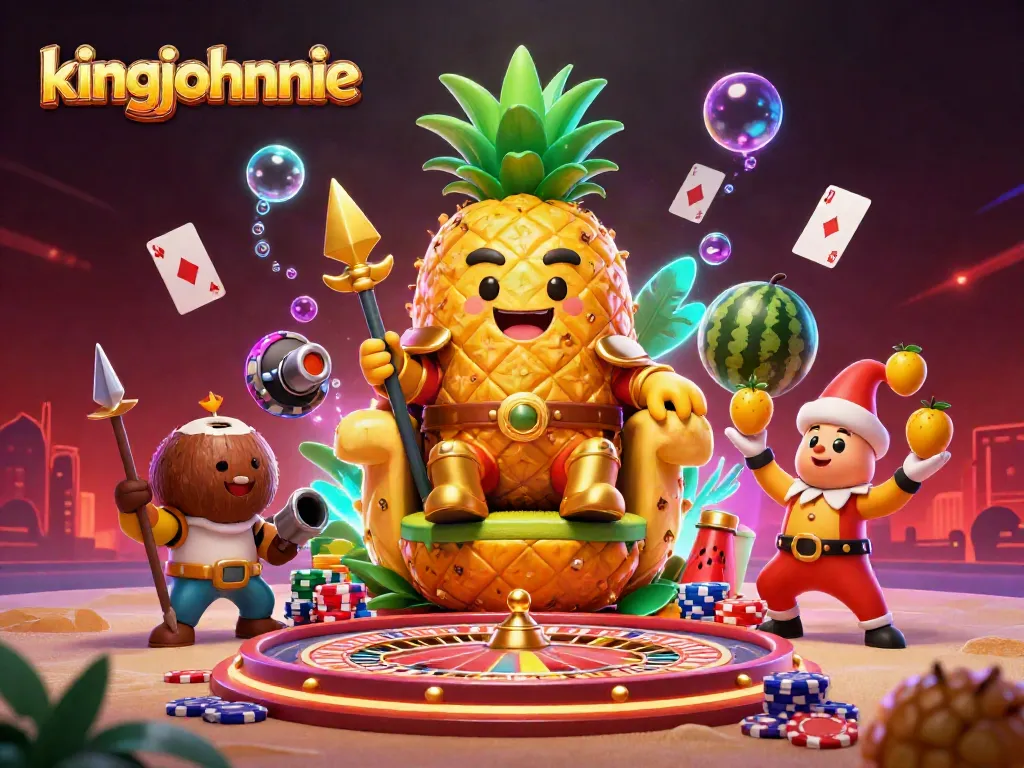 Engage with kingjohnnie's vibrant online roulette scene featuring energetic characters and gaming elements.
